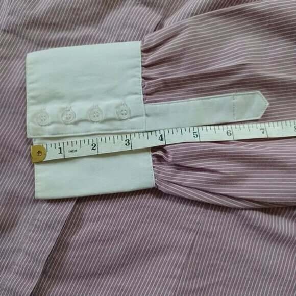 Apt 9 Long Sleeve Button Down Bankers Shirt Pink Pin Stripe, Womens Size Large - Picture 12 of 12